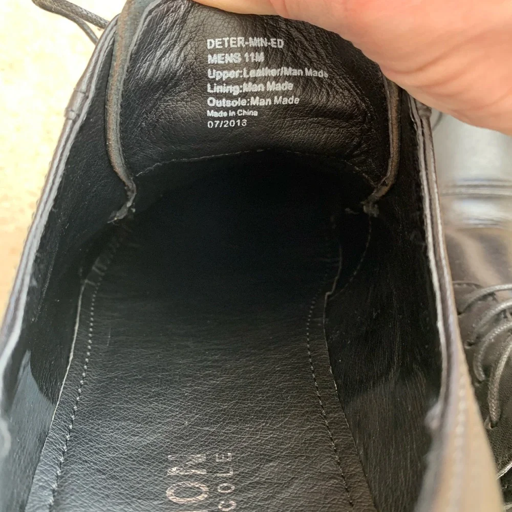 NWT Kenneth Cole Men’s 11M Black Genuine Leather Cap Toe Oxford Lace Up Stitch